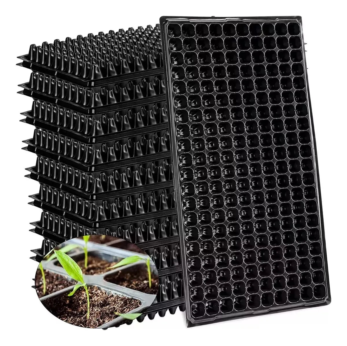 Pack De 12 Bandejas Rígidas Para Semilleros, 200 Hoyos