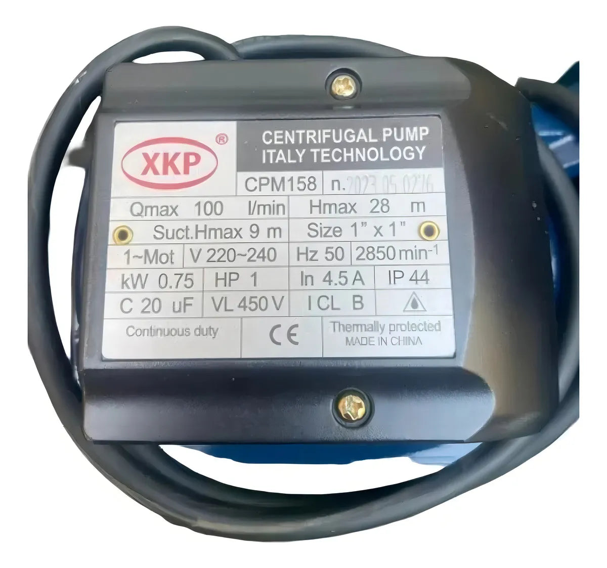 Bomba Agua Centrífuga XKP CPM158 1 Hp Autoaspirante 100L/min Hierro Fundido