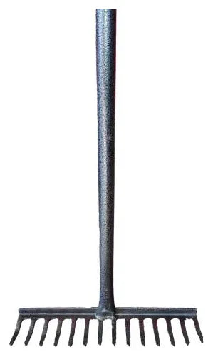 Rastrillo 14 Dientes Mango De Metal Gris