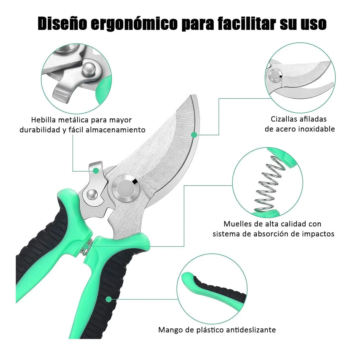 4 Pcs Tijera Podar Corte Poda Jardín Plantas Huerto +guantes Mezclar Colores