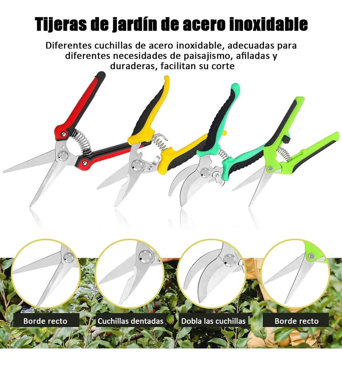 4 Pcs Tijera Podar Corte Poda Jardín Plantas Huerto +guantes Mezclar Colores