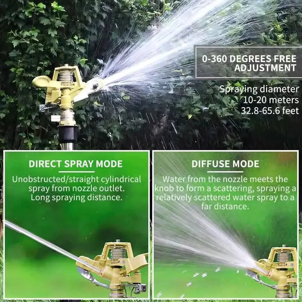 Aspersor Impacto Bronce 1/2 + Trípode Aluminio, Kit De Riego