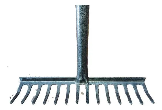 Rastrillo 14 Dientes Mango De Metal Gris