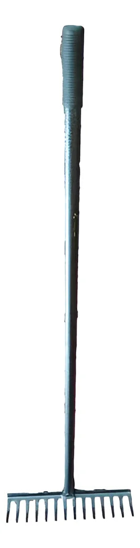 Rastrillo 14 Dientes Mango De Metal Gris