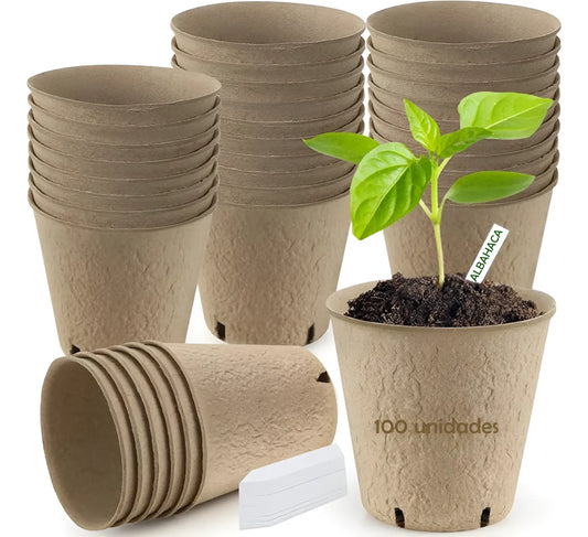 100 Macetero Biodegradable 8x8cm Orgánico Almácigo/cultivo
