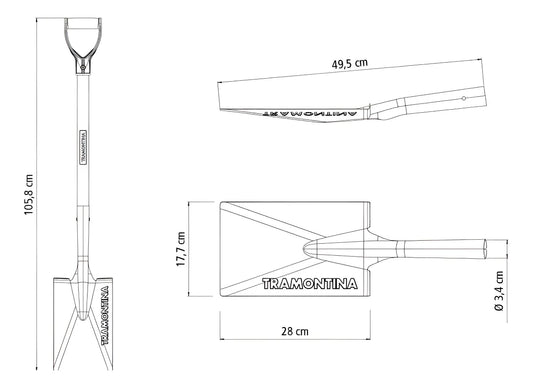 Pala Recta Mango Madera 71 Cm Tramontina