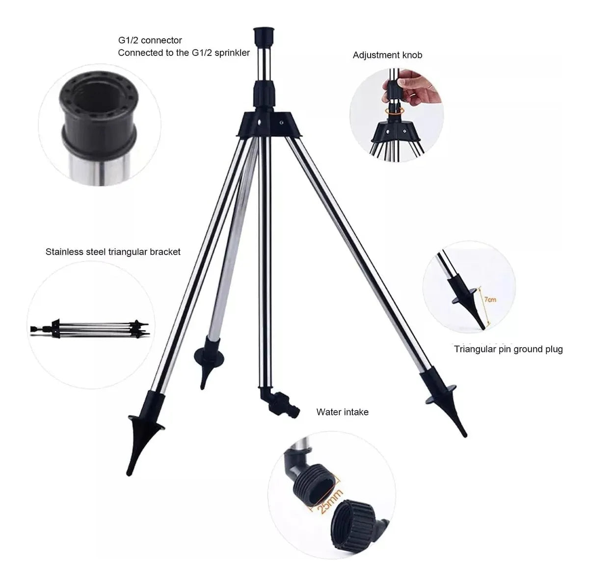 Aspersor Impacto Bronce 1/2 + Trípode Aluminio, Kit De Riego