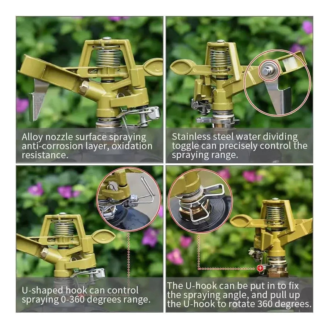 Aspersor Impacto Bronce 1/2 + Trípode Aluminio, Kit De Riego